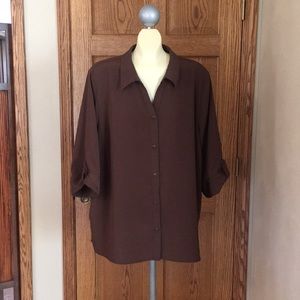 Maggie Barnes Brown Button Down Shirt